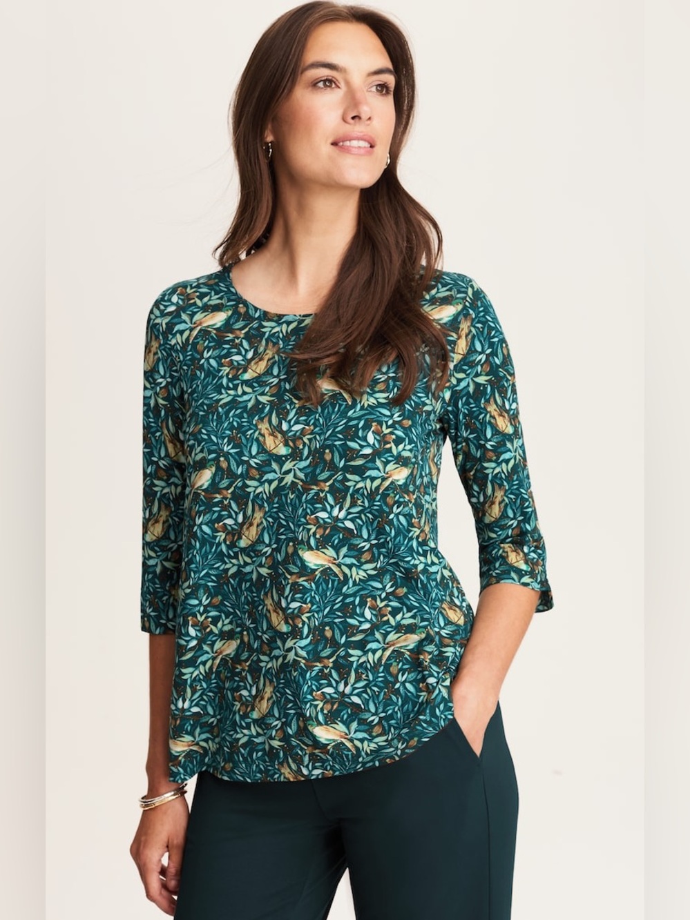 J. Jill Wearever Ballet-Sleeve Crew-Neck Tahitian Teal Festive Size 4X NWT